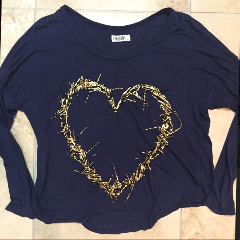 Lauren Moshi heart long sleeve tee